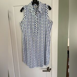 Painterly Grid Sleeveless Shirt Dress Size 8